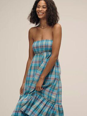 Pilcro Strapless Flounced Midi Dress Size Small